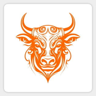 Orange taurus bull tribal design Magnet